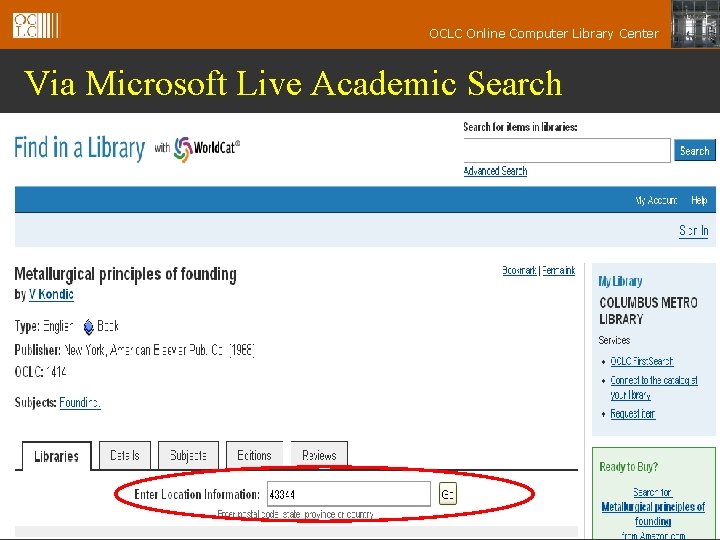 OCLC Online Computer Library Center Via Microsoft Live Academic Search 