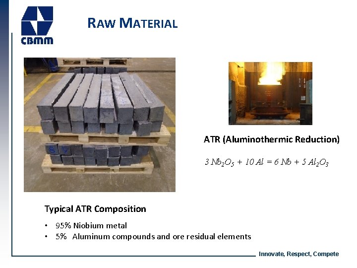 RAW MATERIAL ATR (Aluminothermic Reduction) 3 Nb 2 O 5 + 10 Al =