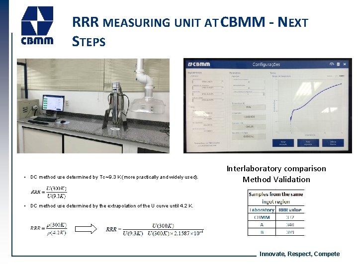 RRR MEASURING UNIT AT CBMM - NEXT STEPS • DC method use determined by