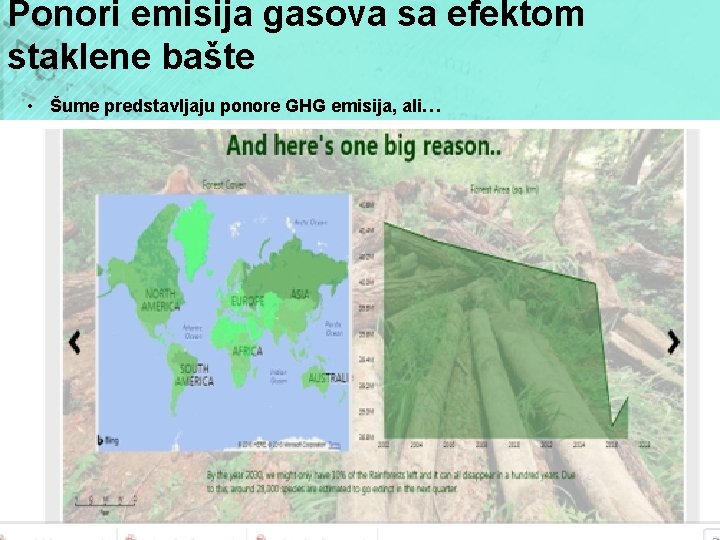 Ponori emisija gasova sa efektom staklene bašte • Šume predstavljaju ponore GHG emisija, ali…