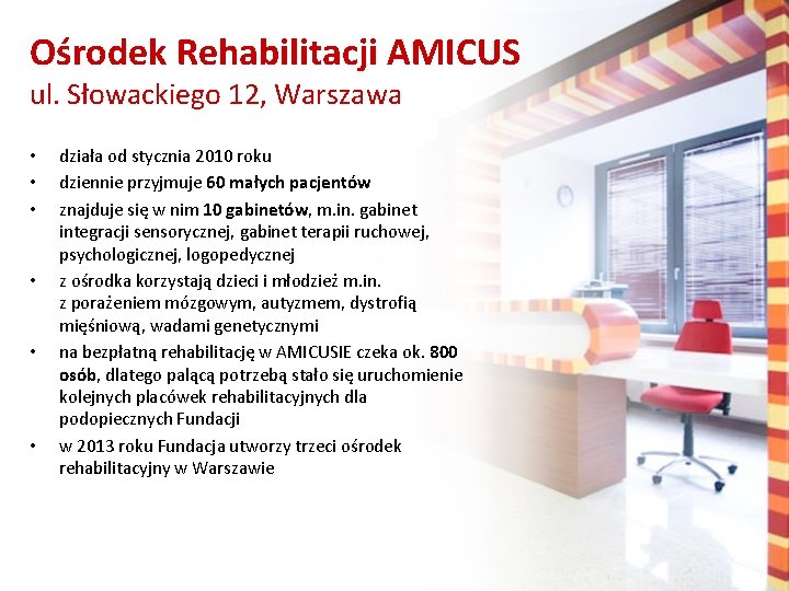 Ośrodek Rehabilitacji AMICUS ul. Słowackiego 12, Warszawa • • • działa od stycznia 2010