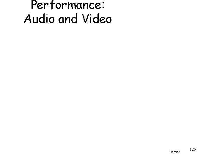 Performance: Audio and Video Ramjee 125 