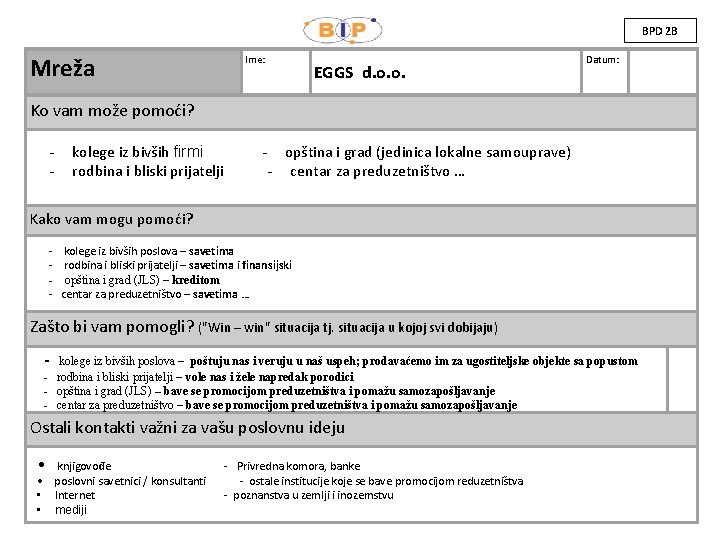 BPD 2 B Mreža Ime: EGGS d. o. o. Datum: Ko vam može pomoći?