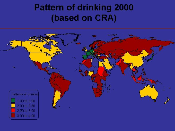 Pattern of drinking 2000 (based on CRA) Patterns of drinking 1. 00 to 2.