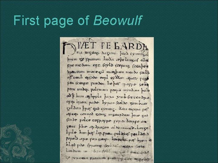 First page of Beowulf 
