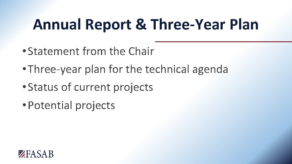 Annual Report & Three-Year Plan • Statement from the Chair • Three-year plan for