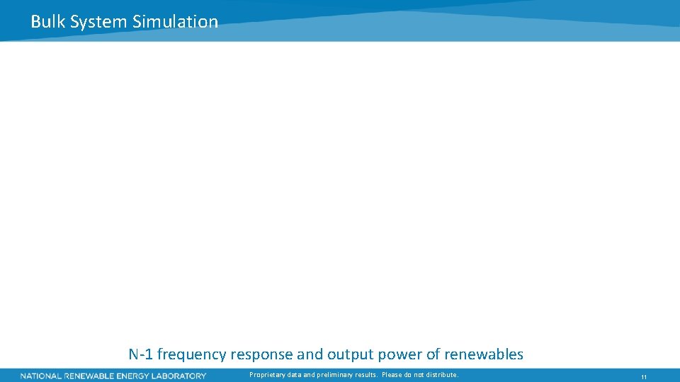 Bulk System Simulation N-1 frequency response and output power of renewables Proprietary data and