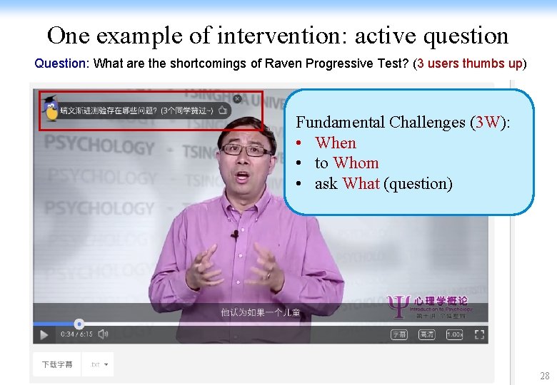 One example of intervention: active question Question: What are the shortcomings of Raven Progressive