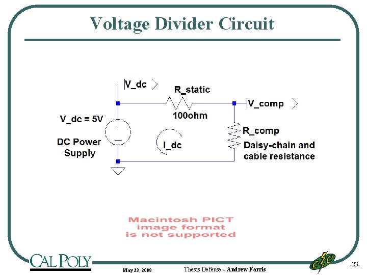 Voltage Divider Circuit May 23, 2008 Thesis Defense - Andrew Farris -23 - 