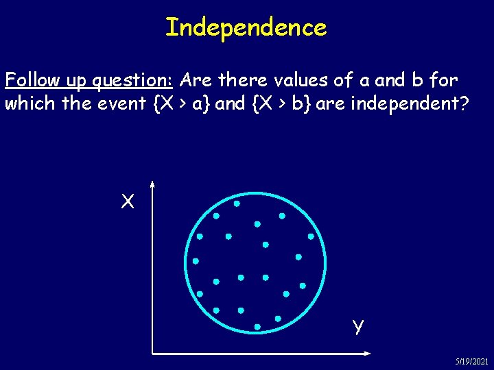 Independence Follow up question: Are there values of a and b for which the