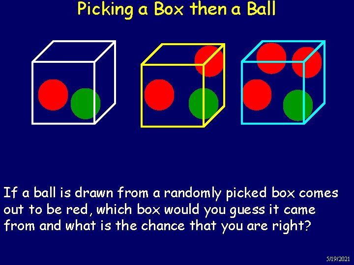 Picking a Box then a Ball If a ball is drawn from a randomly