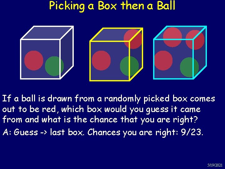 Picking a Box then a Ball If a ball is drawn from a randomly