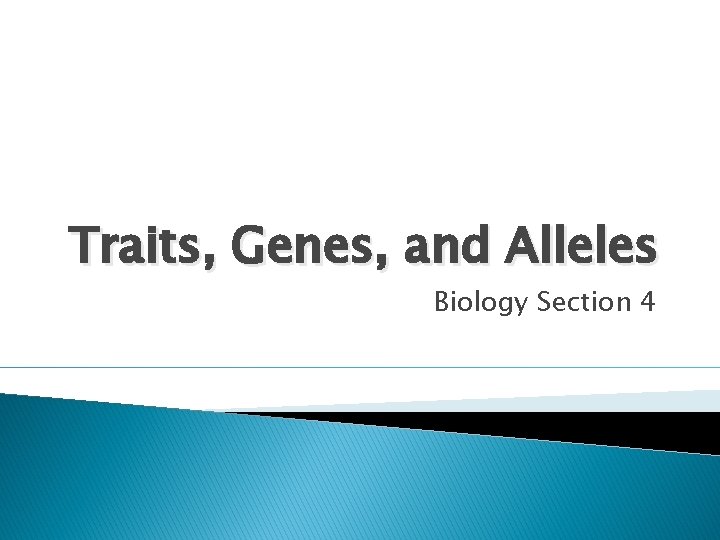 Traits, Genes, and Alleles Biology Section 4 