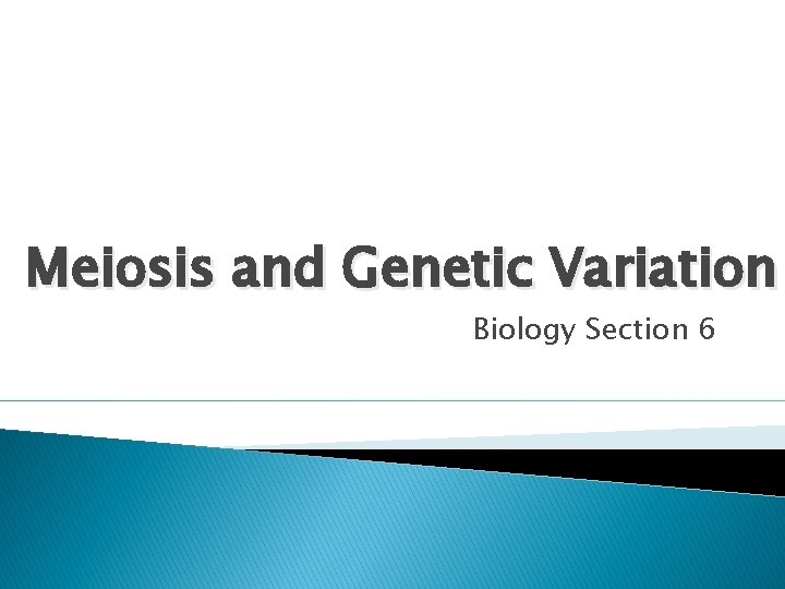 Meiosis and Genetic Variation Biology Section 6 