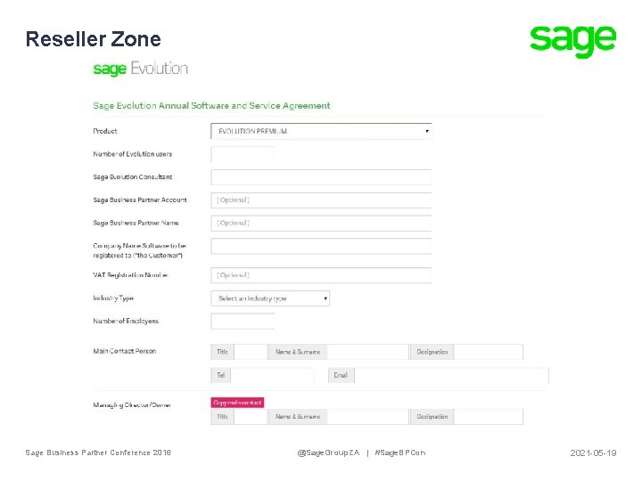 Reseller Zone Sage Business Partner Conference 2016 @Sage. Group. ZA | #Sage. BPCon 2021