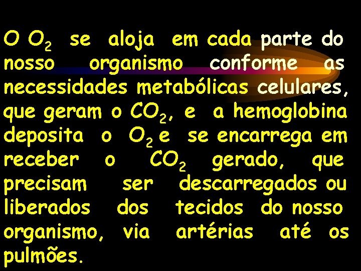 O O 2 se aloja em cada parte do nosso organismo conforme as necessidades