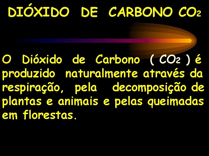 DIÓXIDO DE CARBONO CO 2 O Dióxido de Carbono ( CO 2 ) é