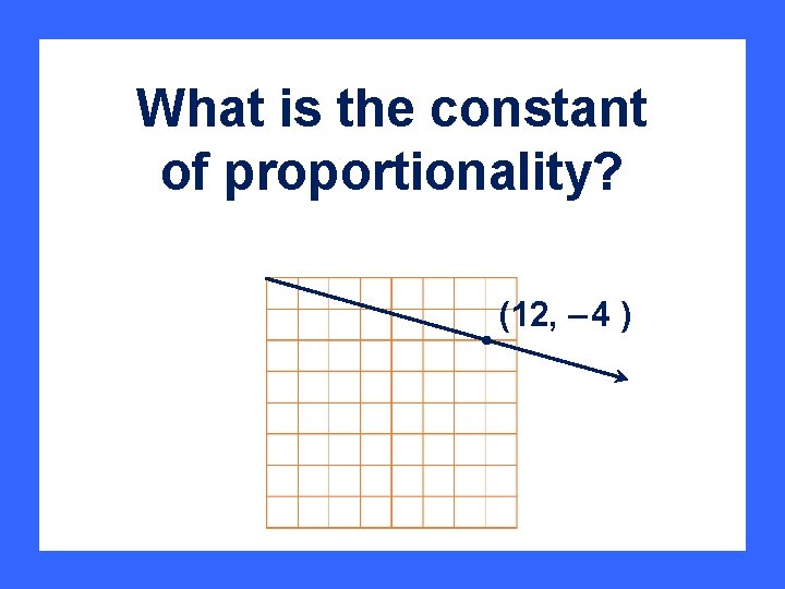 What is the constant of proportionality? (12, – 4 ) 