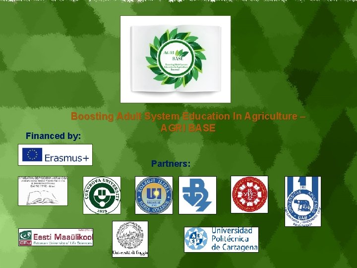 Boosting Adult System Education In Agriculture – AGRI BASE Financed by: Partners: 