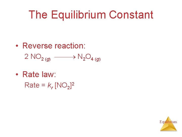 The Equilibrium Constant • Reverse reaction: 2 NO 2 (g) N 2 O 4