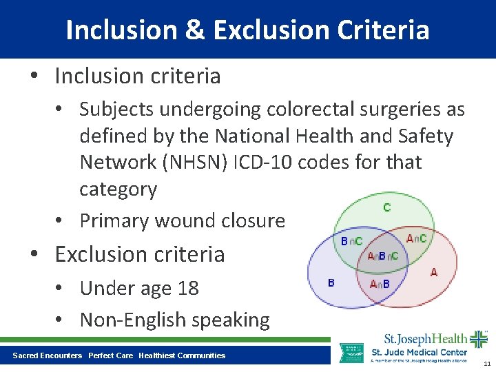 Inclusion & Exclusion Criteria • Inclusion criteria • Subjects undergoing colorectal surgeries as defined