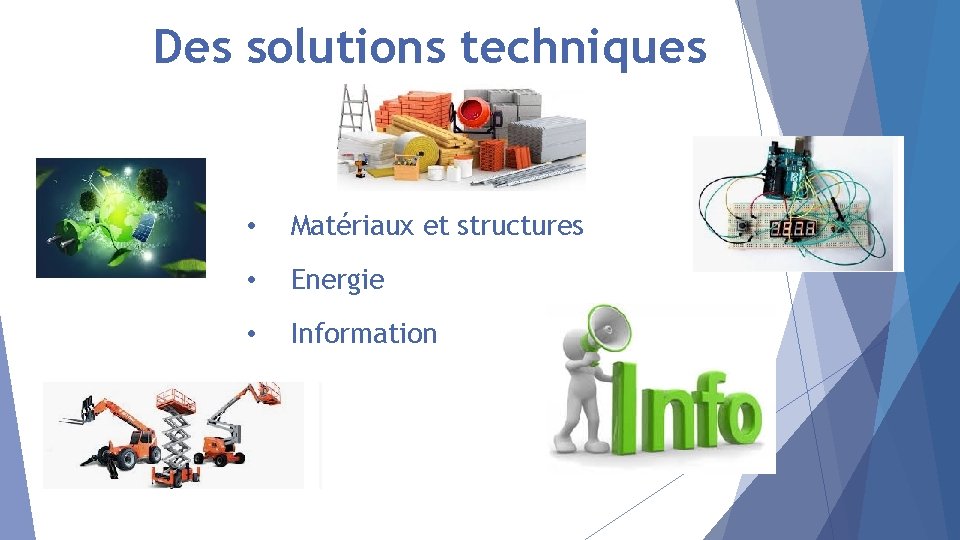 Des solutions techniques • Matériaux et structures • Energie • Information 
