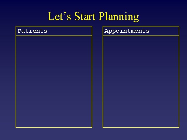 Let’s Start Planning Patients Appointments 