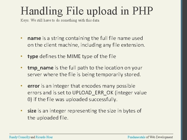 Handling File upload in PHP Keys. We still have to do something with this