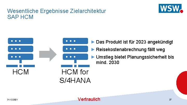 Wesentliche Ergebnisse Zielarchitektur SAP HCM ► Das Produkt ist für 2023 angekündigt ► Reisekostenabrechnung