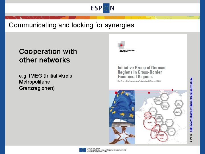 Communicating and looking for synergies e. g. IMEG (Initiativkreis Metropolitane Grenzregionen) Source: http: //www.