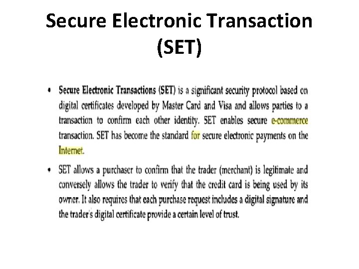 Secure Electronic Transaction (SET) 