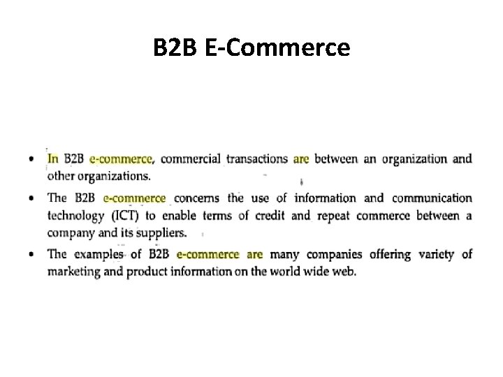 B 2 B E-Commerce 