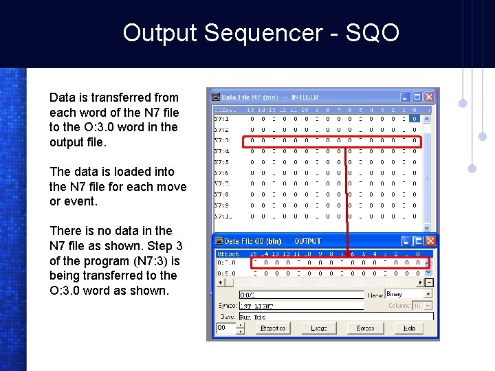 Output Sequencer - SQO Data is transferred from each word of the N 7