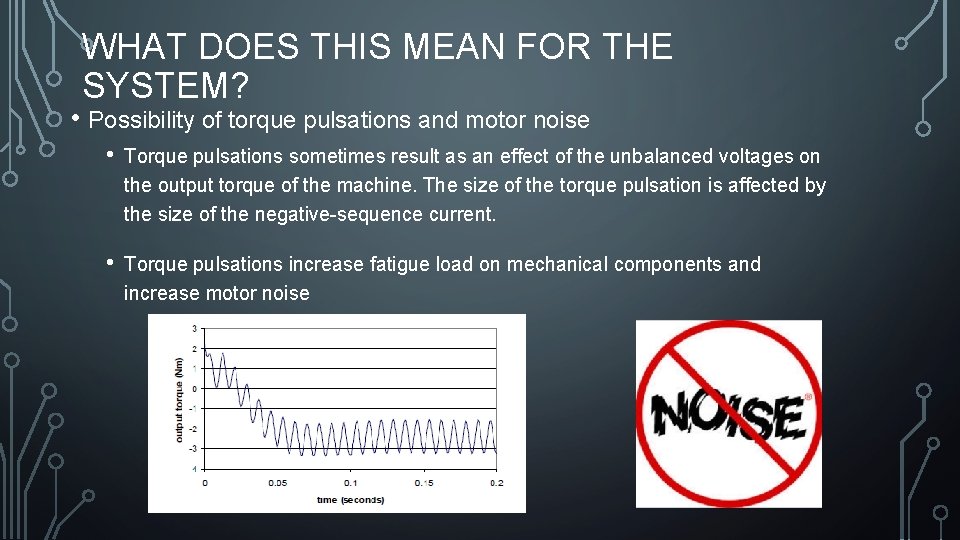 WHAT DOES THIS MEAN FOR THE SYSTEM? • Possibility of torque pulsations and motor