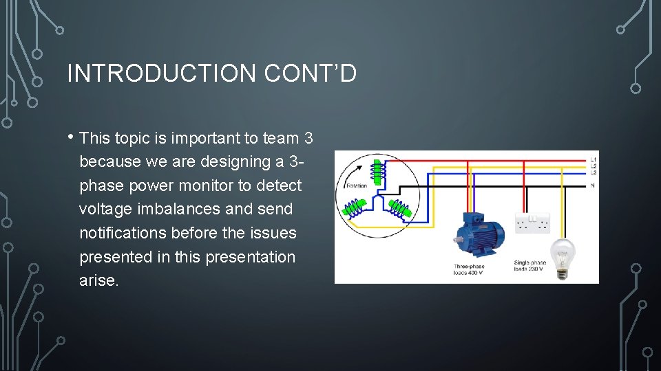 INTRODUCTION CONT’D • This topic is important to team 3 because we are designing
