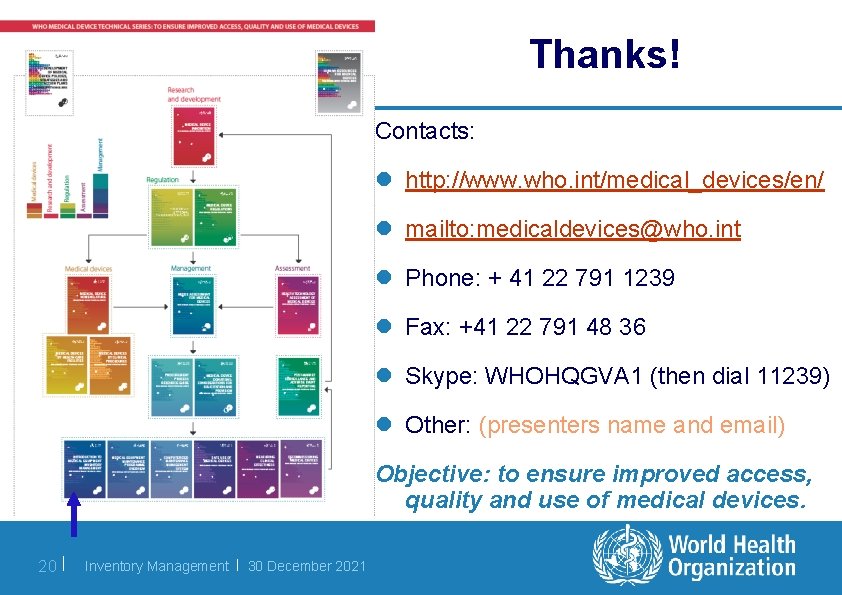 Thanks! Contacts: l http: //www. who. int/medical_devices/en/ l mailto: medicaldevices@who. int l Phone: +