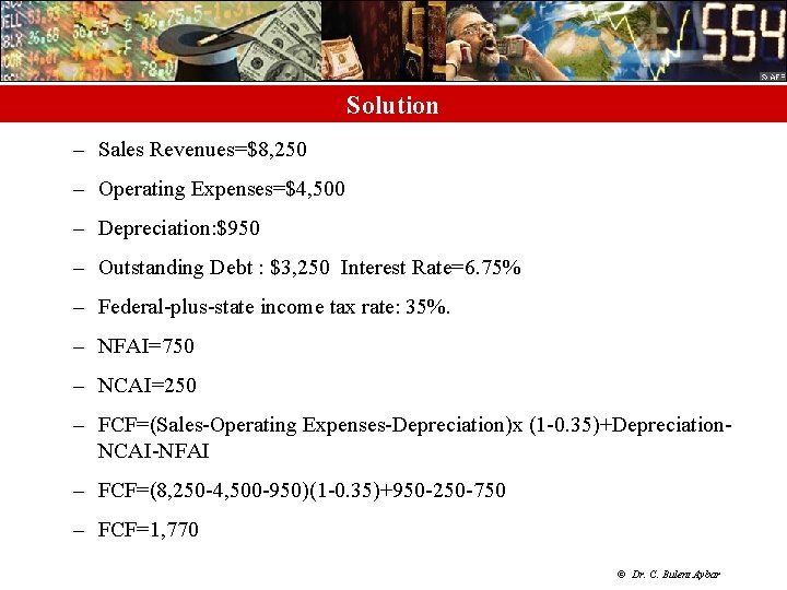 Solution – Sales Revenues=$8, 250 – Operating Expenses=$4, 500 – Depreciation: $950 – Outstanding