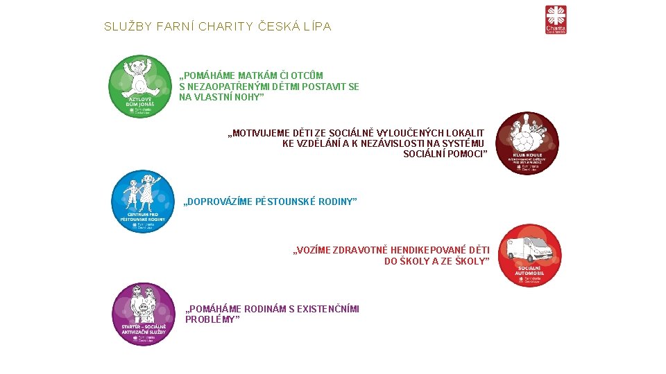 SLUŽBY FARNÍ CHARITY ČESKÁ LÍPA „POMÁHÁME MATKÁM ČI OTCŮM S NEZAOPATŘENÝMI DĚTMI POSTAVIT SE