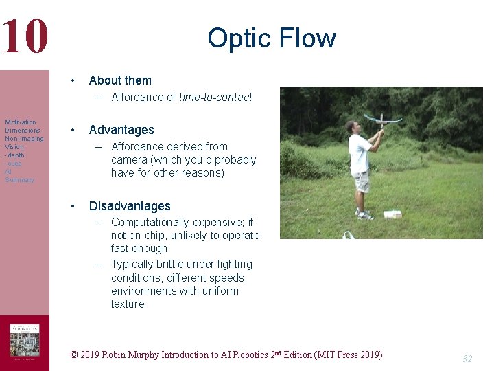 10 Optic Flow • About them – Affordance of time-to-contact Motivation Dimensions Non-imaging Vision 10 Optic Flow • About them – Affordance of time-to-contact Motivation Dimensions Non-imaging Vision