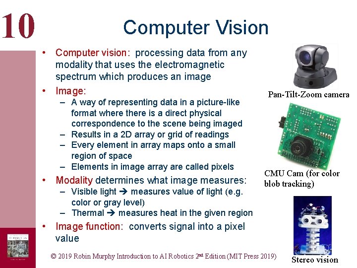 10 Computer Vision • Computer vision: processing data from any modality that uses the 10 Computer Vision • Computer vision: processing data from any modality that uses the