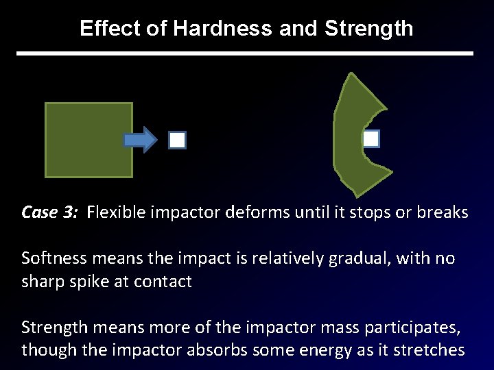 Effect of Hardness and Strength Case 3: Flexible impactor deforms until it stops or