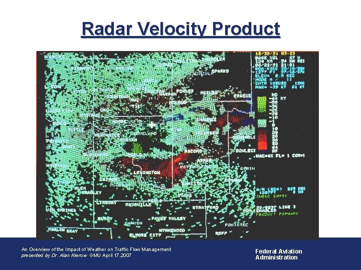 Radar Velocity Product • An Overview of Aviation Weather Impacts An Overview of the