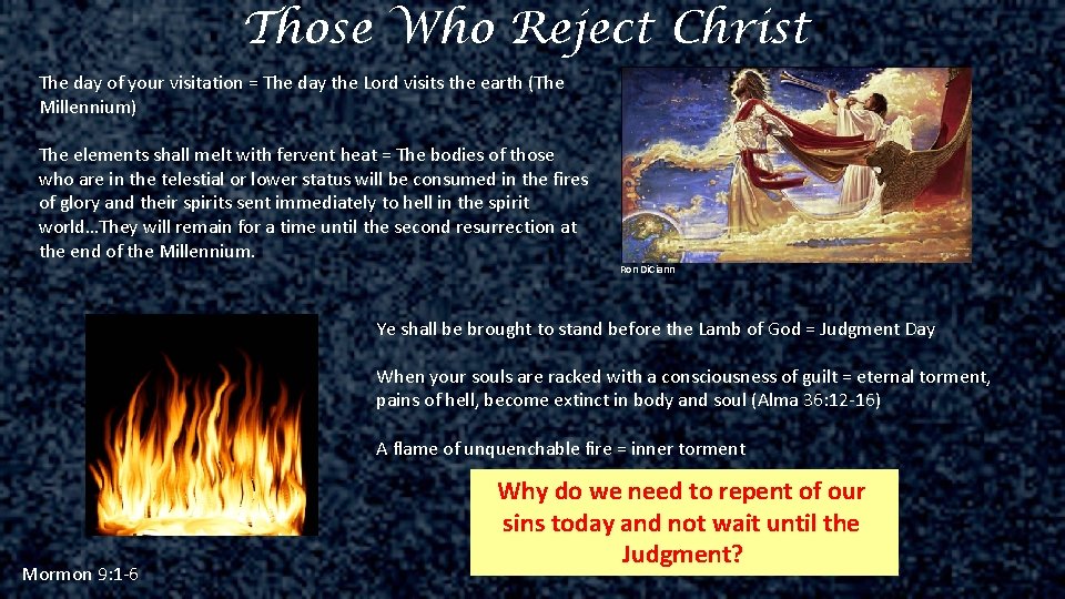 Those Who Reject Christ The day of your visitation = The day the Lord