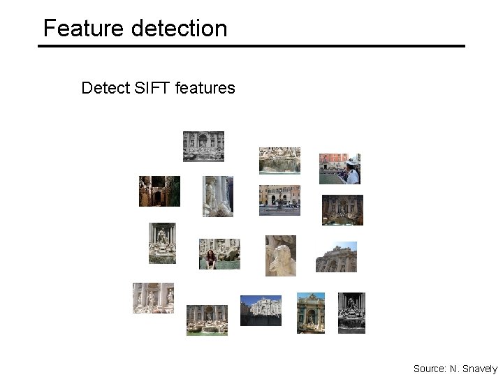 Feature detection Detect SIFT features Source: N. Snavely 