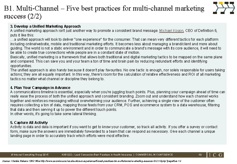 B 1. Multi-Channel – Five best practices for multi-channel marketing success (2/2) 3. Develop