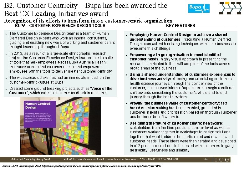 B 2. Customer Centricity – Bupa has been awarded the Best CX Leading Initiatives