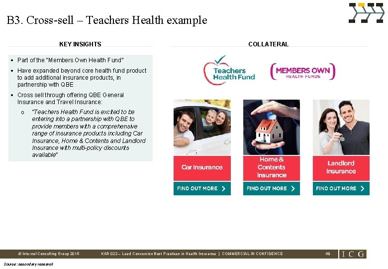 B 3. Cross-sell – Teachers Health example KEY INSIGHTS COLLATERAL • Part of the