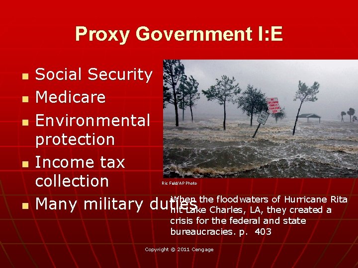 Proxy Government I: E n n Social Security Medicare Environmental protection Income tax collection