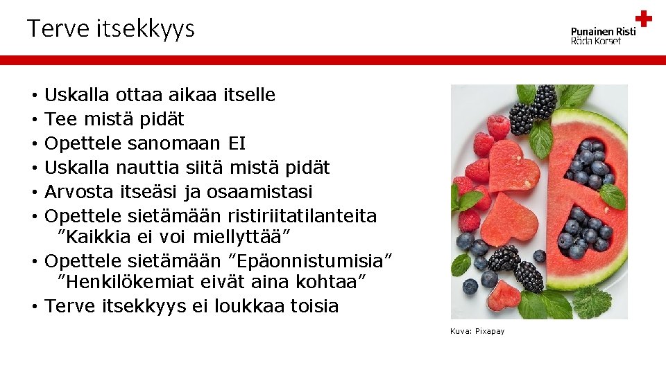 Terve itsekkyys Uskalla ottaa aikaa itselle Tee mistä pidät Opettele sanomaan EI Uskalla nauttia