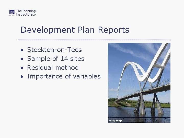 Development Plan Reports • • Stockton-on-Tees Sample of 14 sites Residual method Importance of